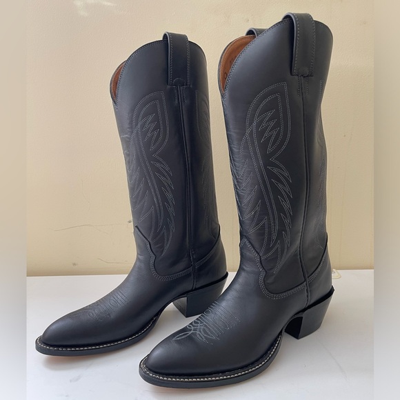 NWT Alberta Boot Black Cowhide Leather Western Cowboy Boots Women Size 9 US - Picture 1 of 8